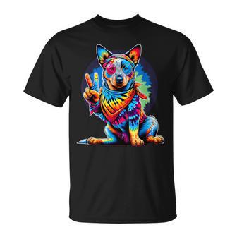 Peace Sign Tie Dye Blue Heeler Dog T-Shirt - Thegiftio UK
