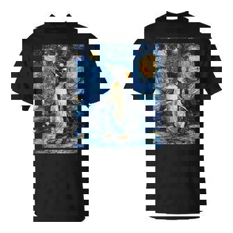 Penguin Bird Van Gogh Style Starry Night T-Shirt | Mazezy