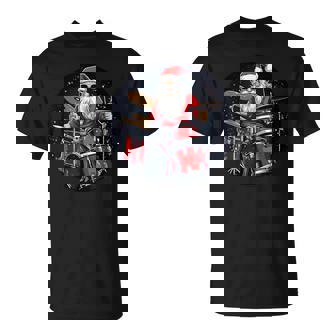 Père Noël Batteur Pour Groupe De Rock Et Amateurs De Batterie T-Shirt - Cadeauxyz