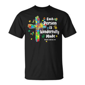 Each Person Is Wonderfully Made Christian Autism Bible Verse T-Shirt - Monsterry