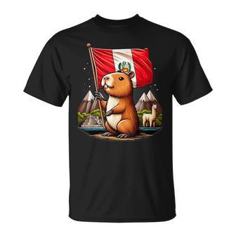 Peruvian Capybara Peru Flag Ronsoco Fiestas Patrias T-Shirt - Thegiftio UK
