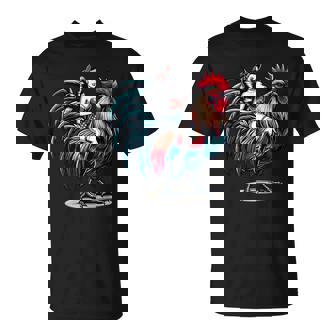 Pin-Up Girl Riding Rooster Vintage Patriotic T-Shirt | Mazezy