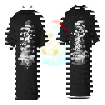 Pingouin Mignon Bonnet Noël Guirlande Lumineuse Fête T-Shirt - Cadeauxyz
