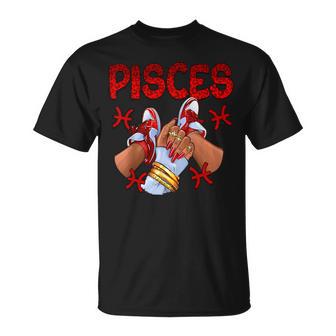 Pisces Queen Birthday Sneakers Zodiac Sign Bday T-Shirt - Monsterry