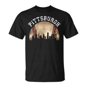 Pittsburgh Skyline City Vintage Baseball Lover T-Shirt - Thegiftio UK