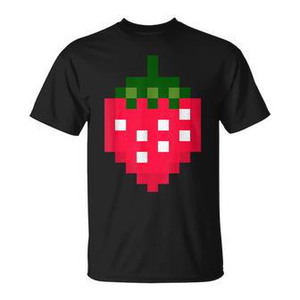 Pixel Strawberry 80S Video Game Halloween Costume Easy Group T-Shirt - Thegiftio UK
