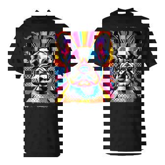 Pop Art French Bulldog Mustache T-Shirt | Mazezy