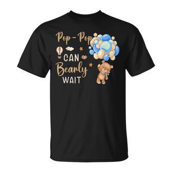 Pop-Pop Can Bearly Wait Bear Gender Neutral Boy Baby Shower T-Shirt - Thegiftio UK