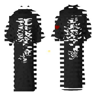 Pregnant Skeleton Halloween Maternity Costume For Mom Dad T-Shirt - Monsterry