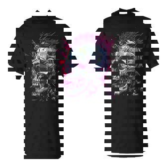 Quelette Tête De Mort Motard Crâne Punk Rock Manche Longue T-Shirt - Cadeauxyz