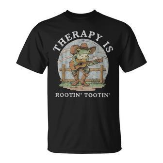 Therapy Is Rooting Tooting Vintage Western Behavior Therapy T-Shirt - Thegiftio UK