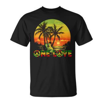 Rasta Reggaeunset Reggae Music Guitar Guitarist Jamaika T-Shirt - Geschenkecke