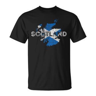 Recuerdo De Mapa Y Bandera Escocesa Escocia Envejecida Camiseta unisex - Regaloses