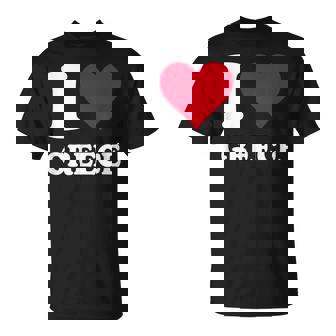 Red Heart I Love Greece T-Shirt | Mazezy