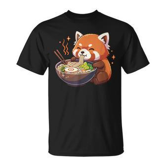 Red Panda With Noodles Ramen Kawaii Red Panda T-Shirt - Monsterry