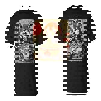 Red Panda Ramen Bowl Japanese Anime Kawaii Food Graphic T-Shirt | Mazezy