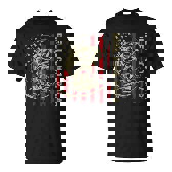 Reel Cool Papa Fishing Vintage American Flag Men's T-Shirt - Monsterry