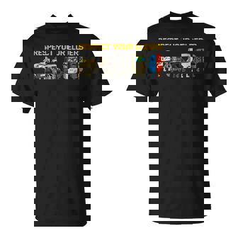 Respect Your Elders Retro Gaming Console Parade T-Shirt | Seseable UK