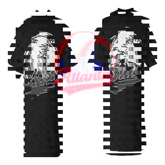 Retro Baseball Player Lover Atlanta Distressed Game Day T-Shirt - Thegiftio