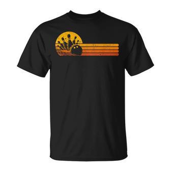 Retro Bowling 70S Bowler Sunset Vintage Bowling Lover T-Shirt | Mazezy