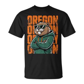Retro Oregon Style Animal Beaver Graphic Cool Sunglasses T-Shirt - Thegiftio UK