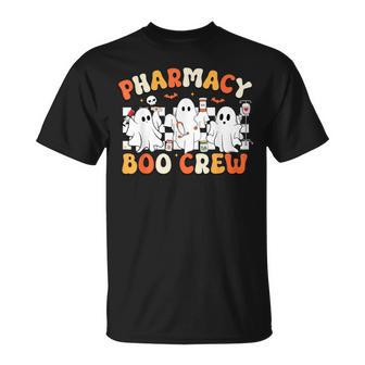 Retro Pharmacy Boo Crew Ghost Pharmacist Tech Halloween T-Shirt - Thegiftio