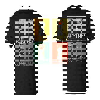 Retro Rock Paper Scissors Hand Game Cute Paw Humor Cat Meme T-Shirt - Monsterry