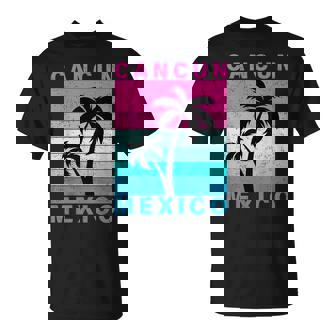 Retro Tropical Sunset Cancun Beach Mexico Summer Vibes T-Shirt | Seseable UK