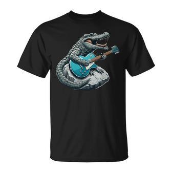 Rock Crocodile Tocando La Guitarra Guitar Crocodile Camiseta unisex - Regaloses