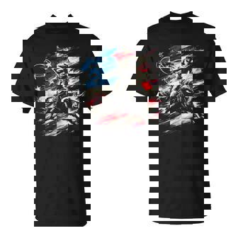 Rodeo Cowboy Bull Riding American Flag Western T-Shirt - Monsterry