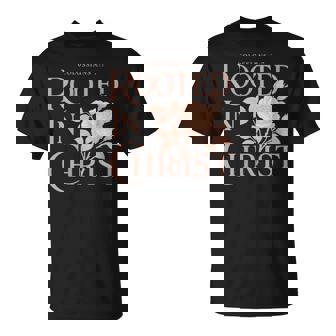 Rooted In Christ Boho Floral Christian Bible Verse T-Shirt | Seseable UK