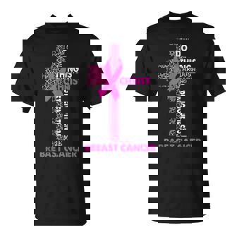 Ruban Rose Avec Croix Chrétienne Du Cancer Duein T-Shirt - Cadeauxyz