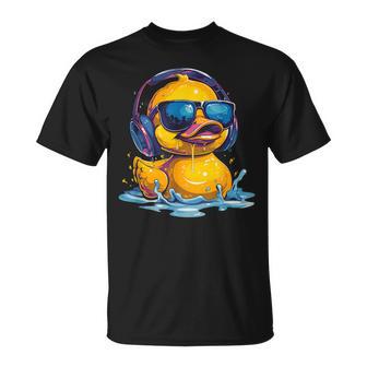 Rubber Duck Techno Dj Rubber Duckling Music Headphones T-Shirt - Thegiftio UK