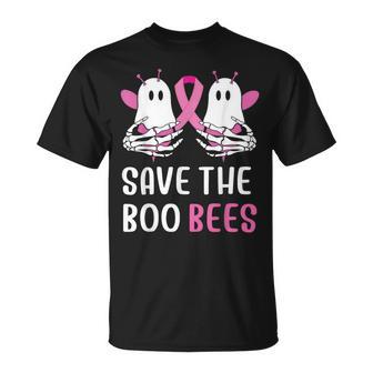 Save The Boobees Boo Bees Skeleton Breast Cancer Halloween T-Shirt - Thegiftio