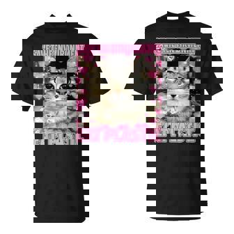 Save The Environment Eat Plastic Cat Cute Silly Kitty Meme T-Shirt | Mazezy