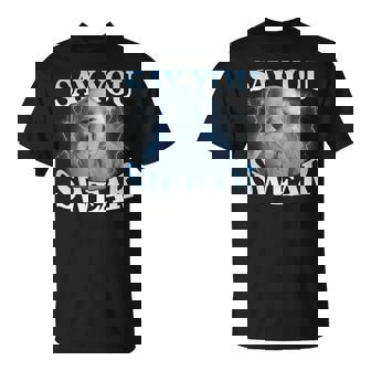 Say You Swear Ai Niche Baby Holding Back Laugh Genz Meme T-Shirt - Monsterry