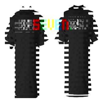 Seven 7Th Birthday Block Building Master Builder Boys T-Shirt | Seseable UK