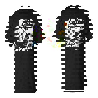 Six Seven 6 7 Meme Saying 6 7 Six Seven Floral Girls T-Shirt - Monsterry