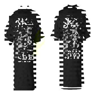 Six Seven 6 7 Meme Saying 6 7 Halloween Skeleton Hands Sign T-Shirt - Thegiftio