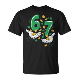Six Seven Meme 67 Hands St Patrick's Day Shamrocks T-Shirt - Monsterry