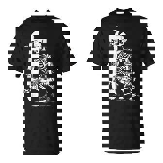 Skateboarder Skateboard Deck Skeleton Skater T-Shirt - Monsterry