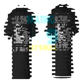 Skating Into 9 Birthday Roller In Line Boy Girl Rolling T-Shirt | Mazezy