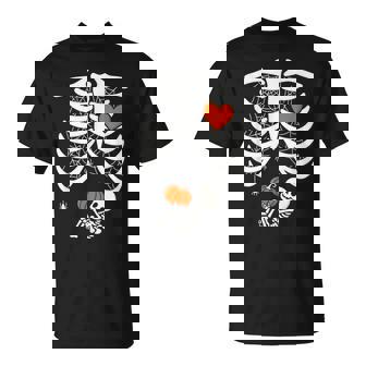 Skeleton Baby Pregnant Xray Rib Cage For Fall Halloween T-Shirt - Monsterry