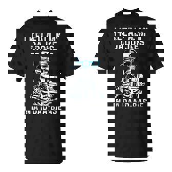 Skeleton Dad Jokes Retro Dad-A-Base Halloween Fathers Day T-Shirt - Monsterry