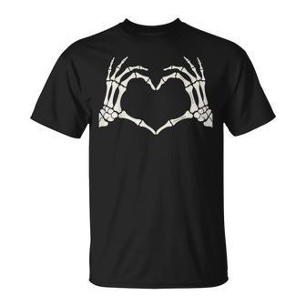 Skeleton Hands Heart Sign Halloween T-Shirt - Monsterry