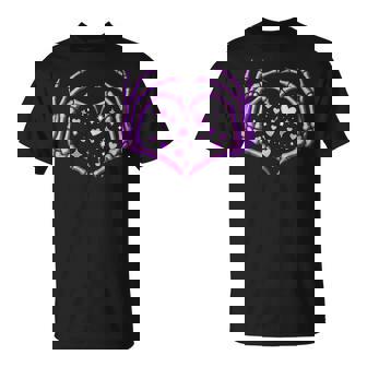Skeleton Hands Heart Sign Retro Halloween Costume Girl T-Shirt - Seseable