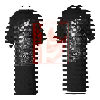 Skeleton Hannya Noh Mask Oni Aesthetics Japanese Graphics T-Shirt - Monsterry