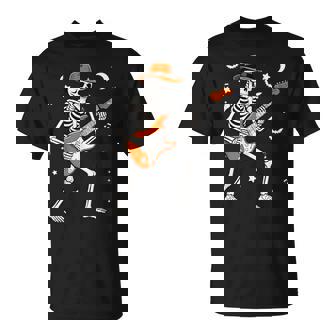 Skeleton Playing Guitar Guitarist Rock Halloween Skeleton T-Shirt - Thegiftio