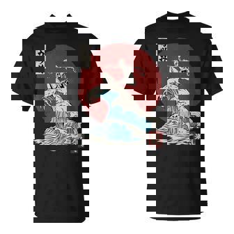 Skeleton Surfing The The Great Wave Off Kanagawa Japanese T-Shirt - Thegiftio