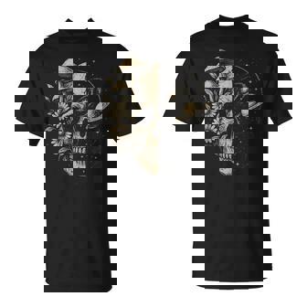Skull Galaxy Mushroom Flowers Cosmos Aesthetic Spiritual T-Shirt - Monsterry
